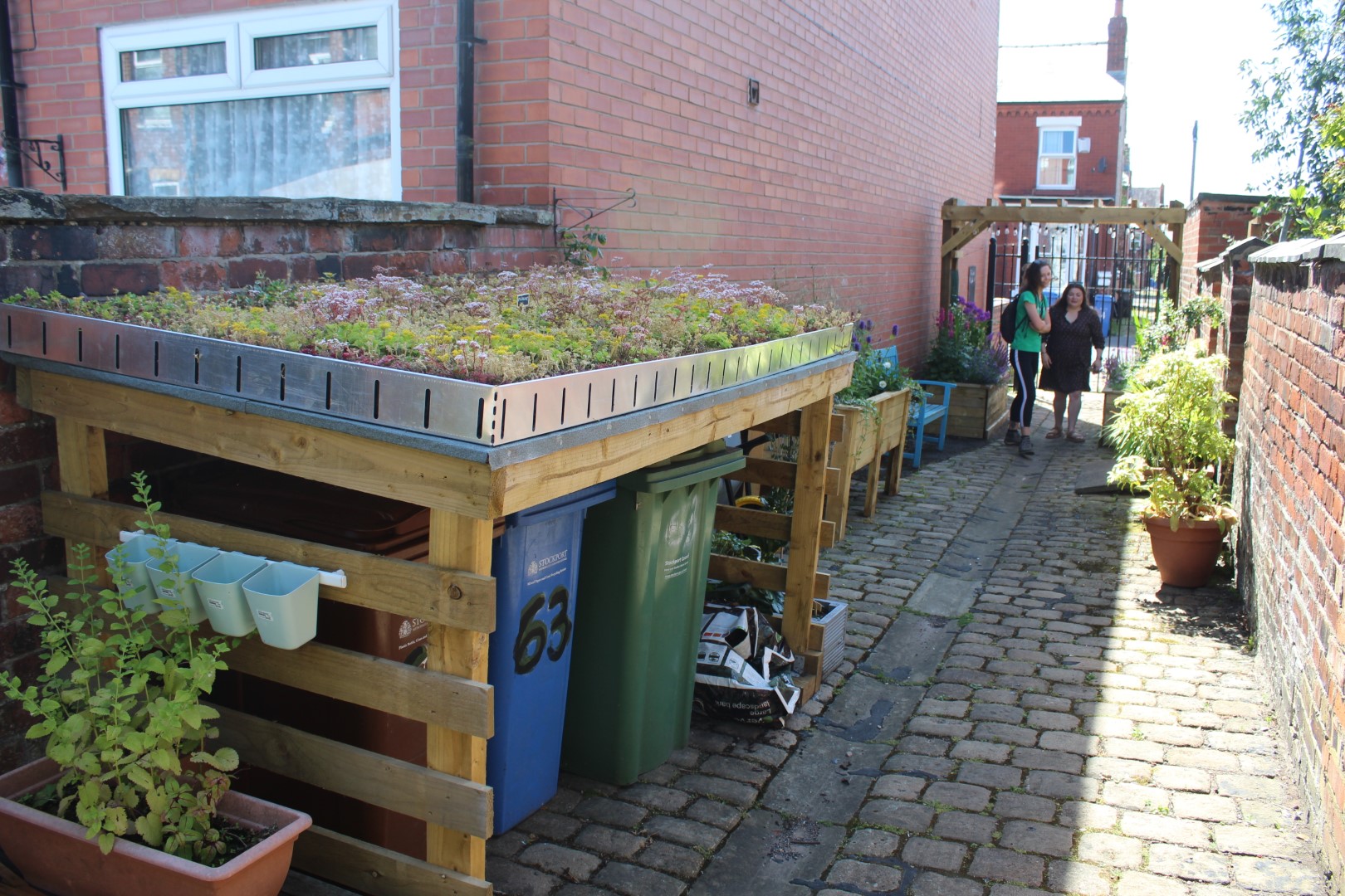 Ginnel Garden Alley - green roof over bins