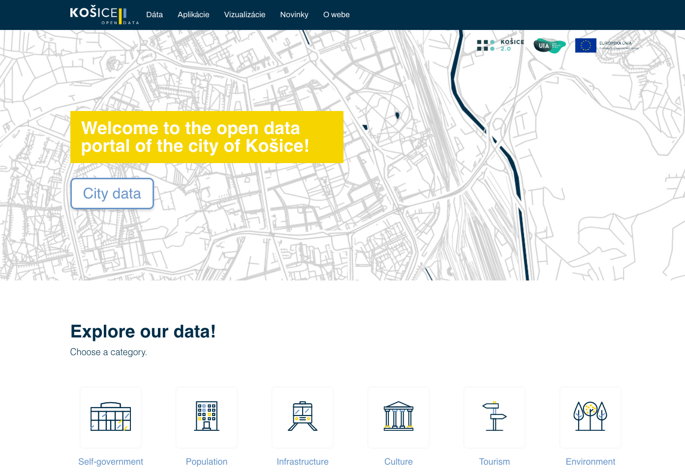 The front page of Open Data Kosice