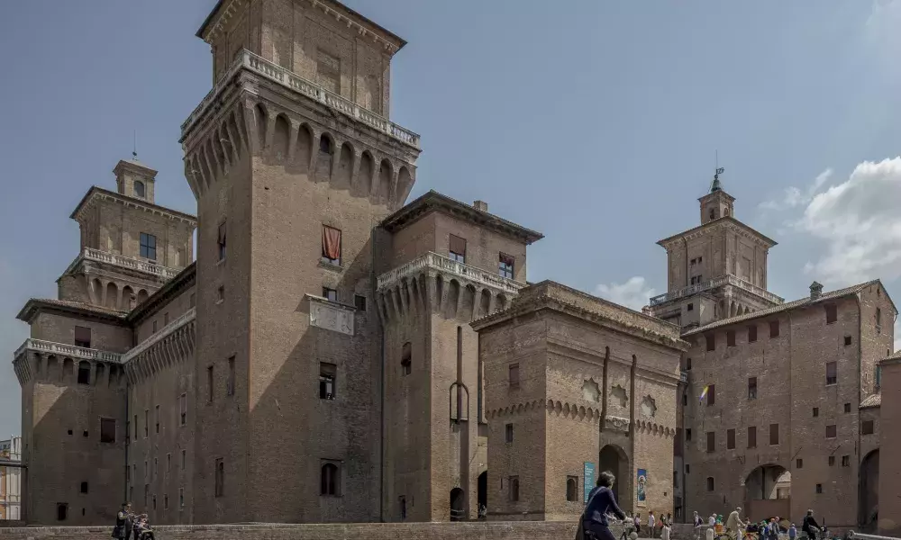 Ferrara castle with cyclist