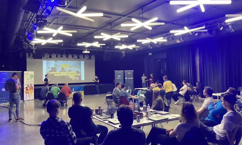 Teams working together during the second hackathon of Kosice 2.0 project