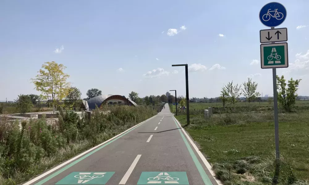 Fahrradstraße im Spinelli-Quartier in Mannheim