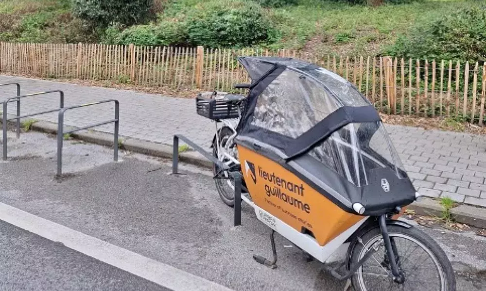 A cargo bike parked in Brussels A cargo bike parked in Brussels