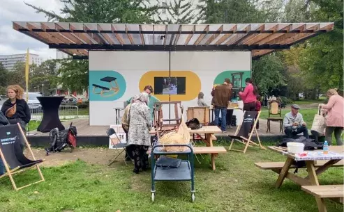 The public engagement process around The CoGhent Box in Watersportbaan neighbourhood (photo credit François Jégou)