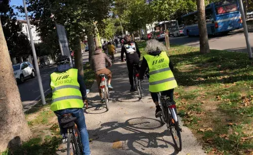 cyclists on bike lane