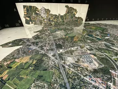 300 sqm sky view of the city of Ghent at the STAM city museum