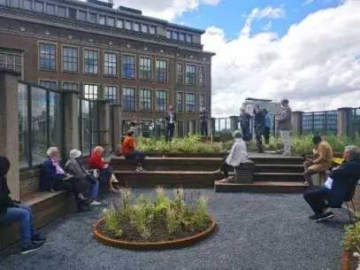 A citizen event on a RESILIO Blue Green roof