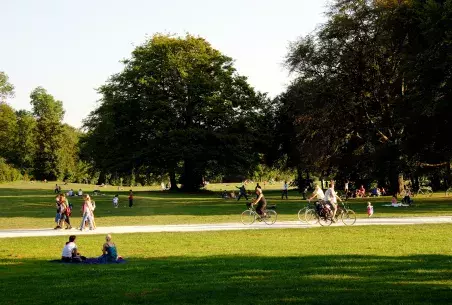 green space with people