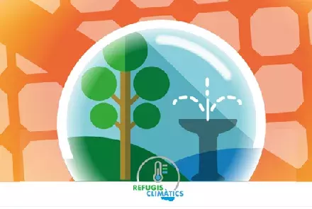 Logo of the project showing a graphic synthesis a school yard with green and blue interventions