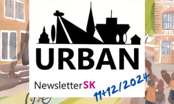 cartoon of city with headline - URBAN newsletter SK