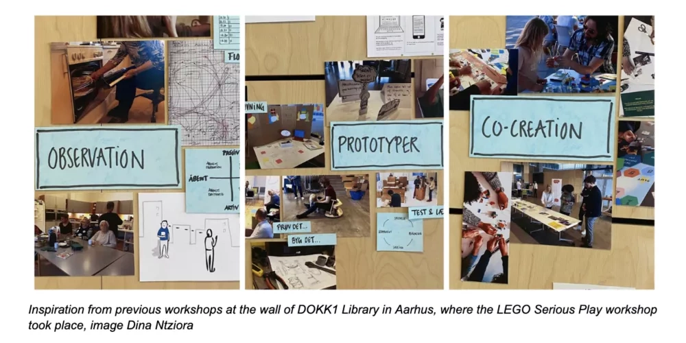 nspiration from previous workshops at the wall of DOKK1 Library in Aarhus, where the LEGO Serious Play workshop took place, image Dina Ntziora