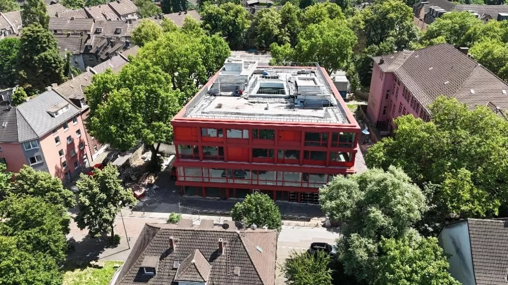 Drohen Gebäude Duisburg.