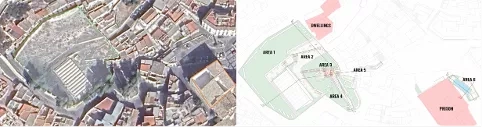 Urban forest of Lorca – View of the area from ©GoogleEarth representing the state of the art and design of the different areas of the new urban forest ©Natur-W