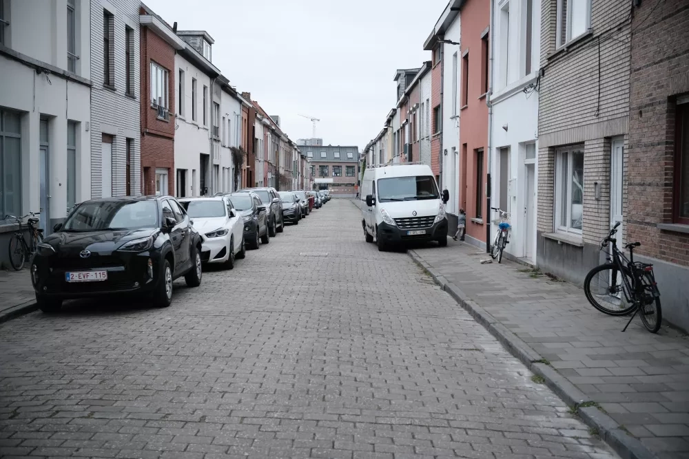 Vlierstraat in March 2025 - one of the streets to be REWILDed. Photo by Johannes Riegler.