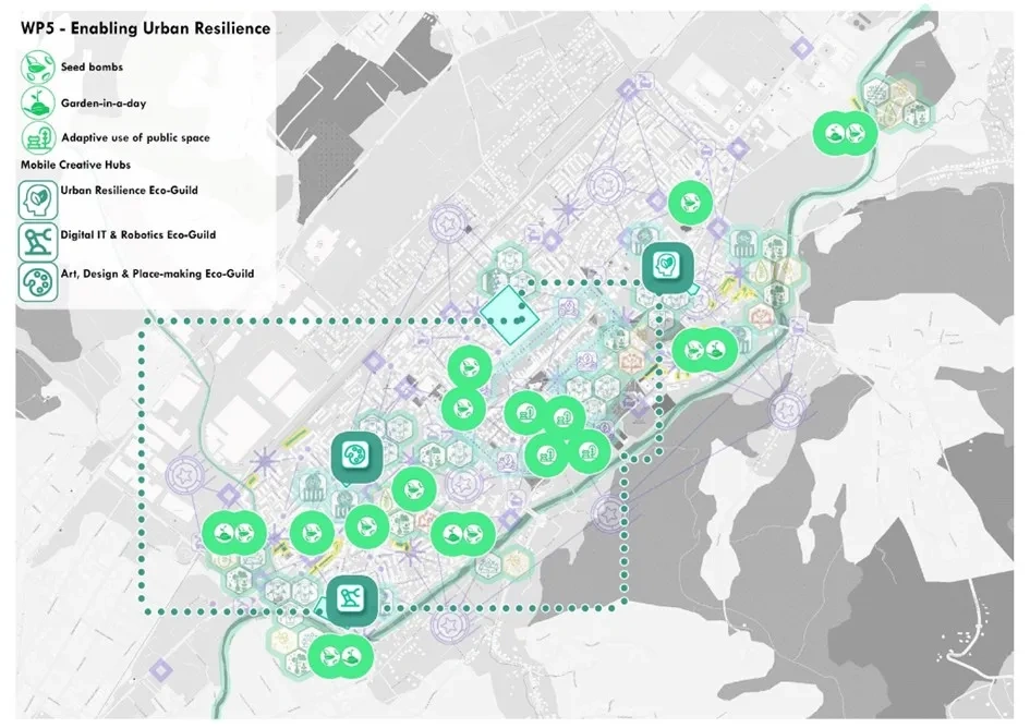 Map on Mobile Creative Hubs and locations for pop-up events of B-CONNECT