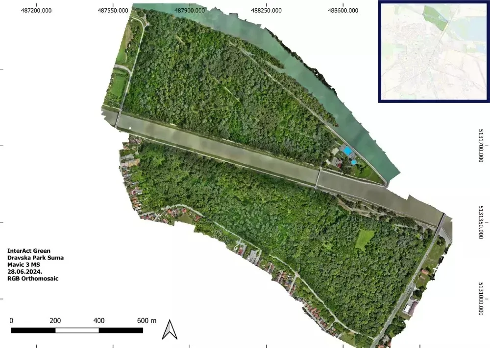 drone photograph of Drava Park