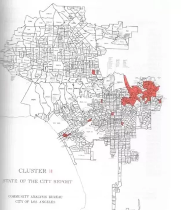 Depiction of cluster in the LA 1974 report. Source: https://gizmodo.com.au/2015/06/uncovering-the-early-history-of-big-data-in-1974-los-angeles/
